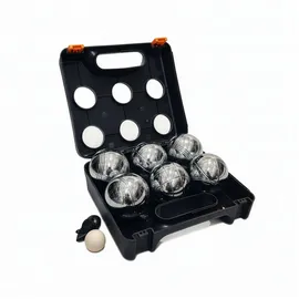Relaxdays 6 Boule Kugeln im Set Orange,Schwarz,Silber