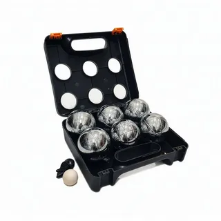 Relaxdays 6 Boule Kugeln im Set Orange,Schwarz,Silber