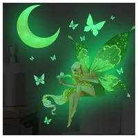Truyuety Wandtattoo Leuchtsterne Wandtattoo Einhorn Schmetterling Sternen Leuchtsticker (1 St) grün