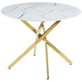 Esstisch BELLAGIO Gold Chrom / Weiß Marmor - Gold/Weiß