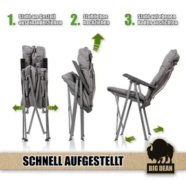 BigDean Campingstuhl Bequemer Grau