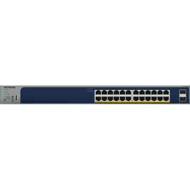 Netgear Switch Manageable Gigabit PoE 26 Ports – Managed in der Cloud, 24 380 W PoE+ Ports, 2 1 Gigabit SFP Ports, Desktop oder Rack und begrenzter lebenslanger Schutz