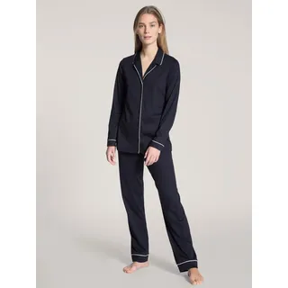 CALIDA Night Lovers Pyjama, With Collar Dunkelblau Baumwolle, Medium Damen,