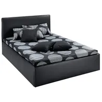Westfalia Schlafkomfort Polsterbett, schwarz, B:192cm L:212cm, Bezug Bett: Kunstleder;Bonnell-Federkernmatratze: