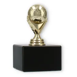 Pokal Kunststofffigur Fußball gold auf schwarzem Marmorsockel 10,6cm