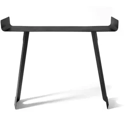 Tibet-Konsole 110x35x85 cm aus schwarz lackiertem Eisen. Minimales Design, gebogen, perforiert. Moderne Eingangsmöbel, hergestellt in Italien, Schwarz