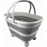 SAMMART 17L Faltbarer Korb mit Griff – Tragbarer Outdoor-Picknickkorb/Krater und 360° drehbare Räder – Faltbare Einkaufstasche – Platzsparender Aufbewahrungsbehälter (Grau, 1)