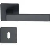 Meintürgriff Drückergarnitur Trento Flachrosette Schwarz Türdrücker Eckig WC,