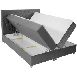 Mirjan24 Boxbett, Blau, Holz, H3, 140x200 cm, Schlafzimmer, Betten, Boxspringbetten