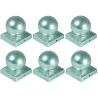 Buri - 6x Pfostenkappe Kugel 90x90mm Zaunkappe Zierkappe Pfahl Kappe verzinkt Abdeckung
