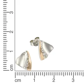 ZEEme Ohrstecker Zeeme Silber 925 zweifarbig mit weißen Zirkonia-Steinen