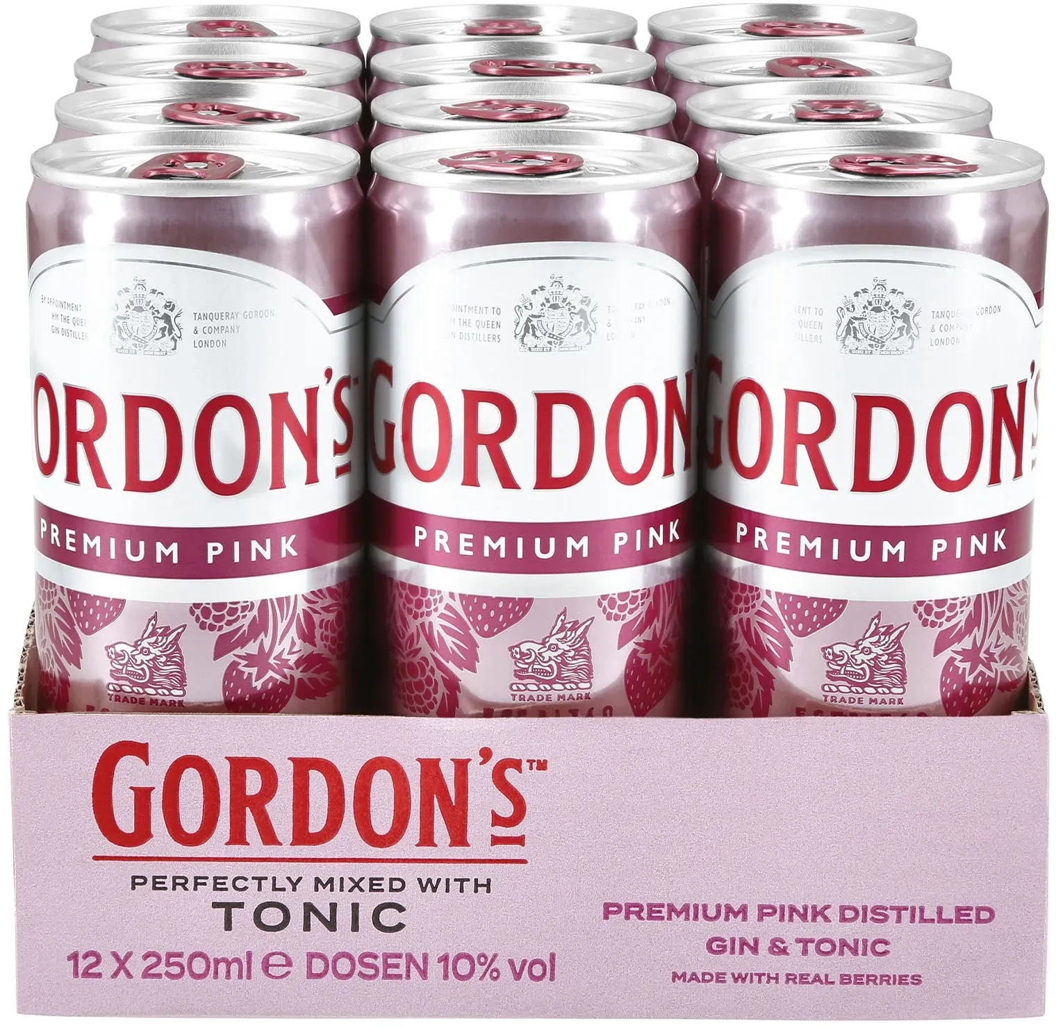 Gordon's Premium Pink & Tonic 10,0 % vol 0,25 Liter Dose, 12er Pack