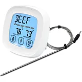 NICERAM Touchscreen Digitales Fleischthermometer, Edelstahlsonde LCD-Timer-Thermometer zum Grillen BBQ Küche Kochen von Speisen