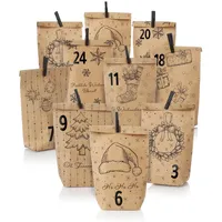 Nordstern befüllbarer Adventskalender Set mit 24 Tüten, Mini Klammern und Zahlen Aufklebern, zum Basteln für Kinder, Frau und Mann beige