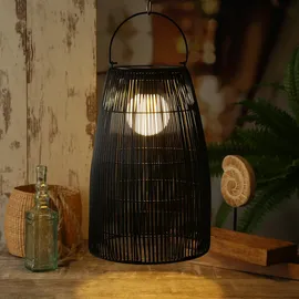 MARELIDA LED Solar Laterne/Hängeleuchte Rattanoptik Solarleuchte schwarz
