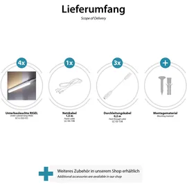ledscom.de Rigel 4er Set LED Unterbau-Leuchten 25,9cm weiß Kunststoff