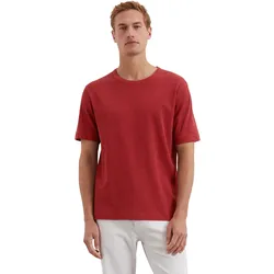 T-Shirt MARC O'POLO "aus Bio-Baumwolle und Leinen", Herren, Gr. L, tall poppy, Obermaterial: 80% Baumwolle, 20% Leinen, unifarben, Basic, regular fit, Rundhals, Kurzarm, Shirts
