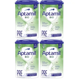 Aptamil Bio Pre – Anfangsmilch von Geburt an – Pflanzliche Öle ohne Palmöl – 1 x 800 g (Packung mit 4)