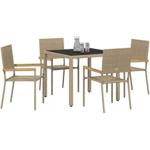 vidaXL Garten Essgruppe 5 pcs Beige Poly-Rattan