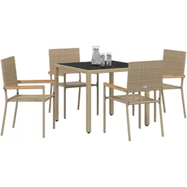 vidaXL Garten Essgruppe 5 pcs Beige Poly-Rattan