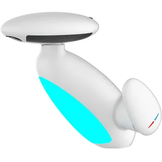 Yalsfowe Wasserhahn Bad 4 Modus, LED Waschtischarmatur mit ausziehbarer brause, Wasserfall Mischbatterie Bad, 360° Drehbar, Kreativer Wasserhahn Waschbecken mit mehrfarbige beleuchtung,Weiß