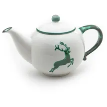 Gmundner KERAMIK Teekanne glatt Füllmenge : 1.5 Liter grüner Hirsch Geschirr, handgemacht in Österreich