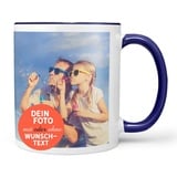 Sunnywall Tasse selbst gestalten mit Foto oder Text Personalisierbar Fototasse Kobaltblau Innen & Henkel Basis Druck