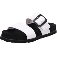 ROHDE Damen Pantolette Leder Plateau große Schnalle Zwei Riemen Siena 6276, Größe:38 EU, Farbe:Weiß
