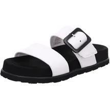 ROHDE Damen Pantolette Leder Plateau große Schnalle Zwei Riemen Siena 6276, Größe:38 EU, Farbe:Weiß