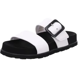 ROHDE Damen Pantolette Leder Plateau große Schnalle Zwei Riemen Siena 6276, Größe:38 EU, Farbe:Weiß