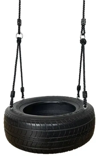 Reifenschaukel horizontal für Kinder - recycelter Autoreifen, schwarze Seile, verstellbar - Nordic Play - CE EN71 zertifiziert
