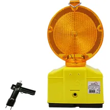 siwitec LED Baustellenleuchte gelb mit automatischer Dämmerungsfunktion und Lampenschlüssel, LED Warnleuchte zur Baustellenabsicherung