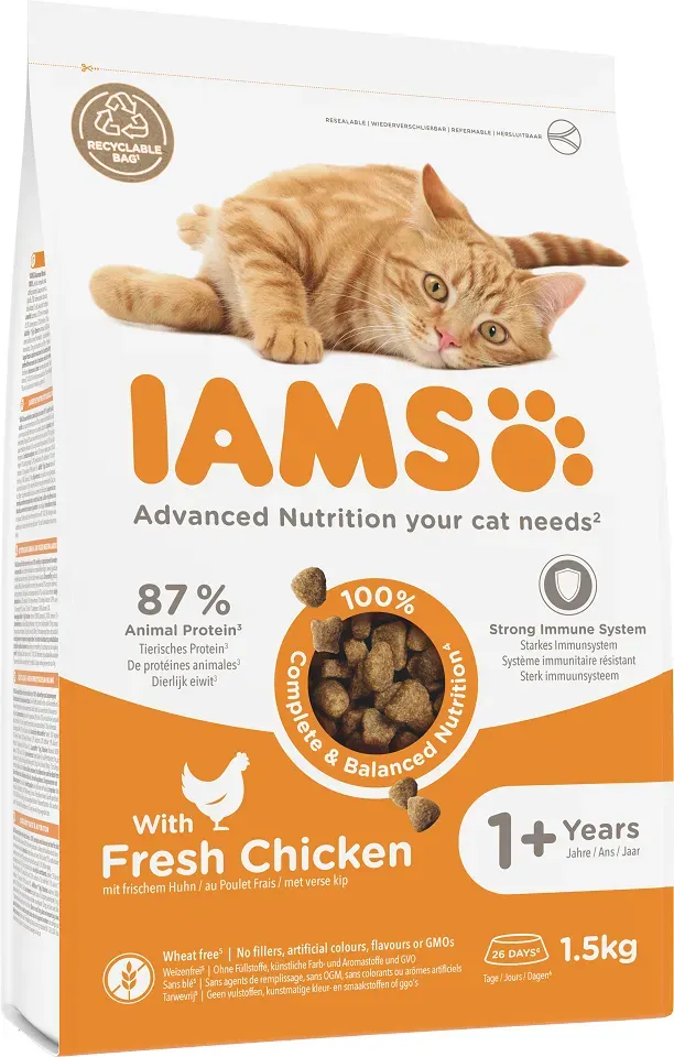 IAMS for Vitality Chicken Katzenfutter für Erwachsene mit Huhn 1,5 kg