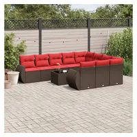 vidaXL Gartensofa-Set 11-tlg. braun Polyrattan