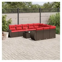 vidaXL Gartensofa-Set 11-tlg. braun Polyrattan