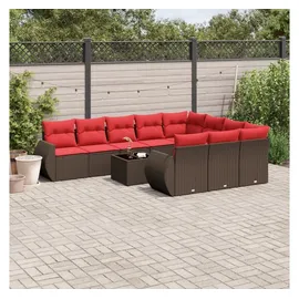 vidaXL Gartensofa-Set 11-tlg. braun Polyrattan