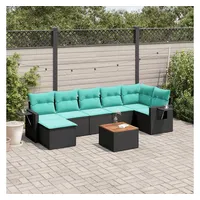 vidaXL Gartensofa-Set 8-tlg. Loungesofa schwarz