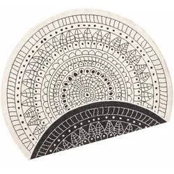 Teppich NORTHRUGS "Porto Wendeteppich", schwarz, H:5mm Ø:100cm, Kunstfaser, Teppiche, In-& Outdoor, Wetterfest, Balkon, Garten, Wohnzimmer, Wasserfest