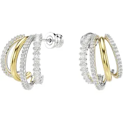 Paar Creolen SWAROVSKI "Schmuck Geschenk Hyperbola Ohrringe, 5689718", gold (metallfarben, gelbgoldfarben, kristallweiß, kristallweiß), Ohrringe, Damen, Metall, mit Swarovski Zirkonia (synth.)