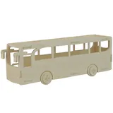 Pebaro 851/6 Holzbausatz Bus, 3D Puzzle, Modellbausatz, Basteln mit Holz, Holzpuzzle, Bastelset, vorgestanzte Holzplatte, inkl. Schmirgelpapier, ausbrechen, zusammenstecken, fertig, Geschenkidee