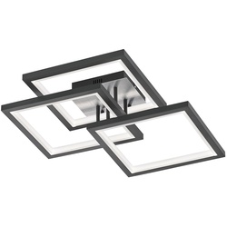 dimmbare Deckenleuchte Wohnzimmer Deckenlampe LED Wohnzimmer dimmbar Lampe Schlafzimmer Decke grau, Metall, 37W 3800Lm warmweiß, LxBxH 56x56x17,5 cm, Wofi 11371
