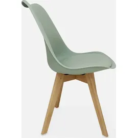 sweeek - 6 skandinavische Stühle mit Holzbeinen - Seladon Grün