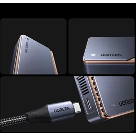 UGREEN D703 USB4 40Gb/s M2 NVMe SSD-Gehäuse mit aktiver Kühlung – Grau Grau/Silber