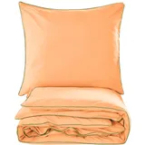OEM Basic Bettwäscheset 140x200 Apricot, Flaschengrüne Paspel