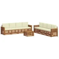 vidaXL Sofagarnitur 9-tlg. Natur/Creme Massivholz Akazie