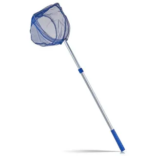 BigDean Kescher 75-121 cm lang - Teichkescher mit Teleskopstange - Feinmaschig (2 mm) - Für Teich, Algen & Swimming-Pool - Algenkescher Nylon-Netz