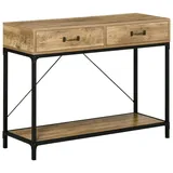 Homcom Konsolentisch Eingangstisch mit 2 Schubladen und Unterregal vintage Braun Schwarz 100x35x76,5 cm für Flur, & Wohnzimmer Aosom.de