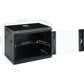 vidaXL 9U Netzwerkschrank Wandmontage 19" IP20 600x450x510 mm