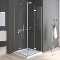Boromal - Duschkabine 120x120 Eckeinstieg Echtglas Duschwand 185cm Dusche Falttür Duschtrennwand