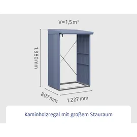 EcoStar Kaminholzregal Trend-V Typ 1 taubenblau